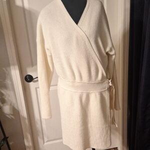 Francesca's Collections Cream Wrap Cardigan